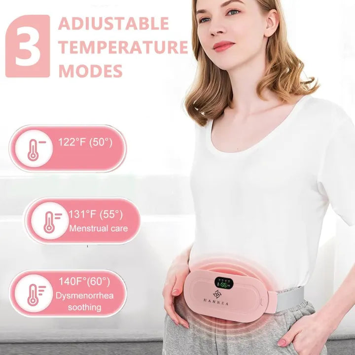 Period Cramp Relief Belt – Portable Electric Menstrual Heating Pad with Massager | Rechargeable Heated Belly Belt for Women & Girls | 3 Heat Levels, 4 Vibration Modes | Warm Compress for Menstrual, Back & Abdominal Pain Relief