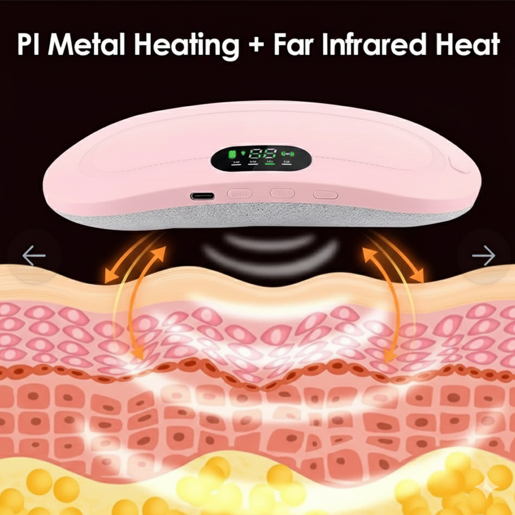 Rechargeable Heated Massage Belt For Girls – Portable Heat & Vibration Waist Belt