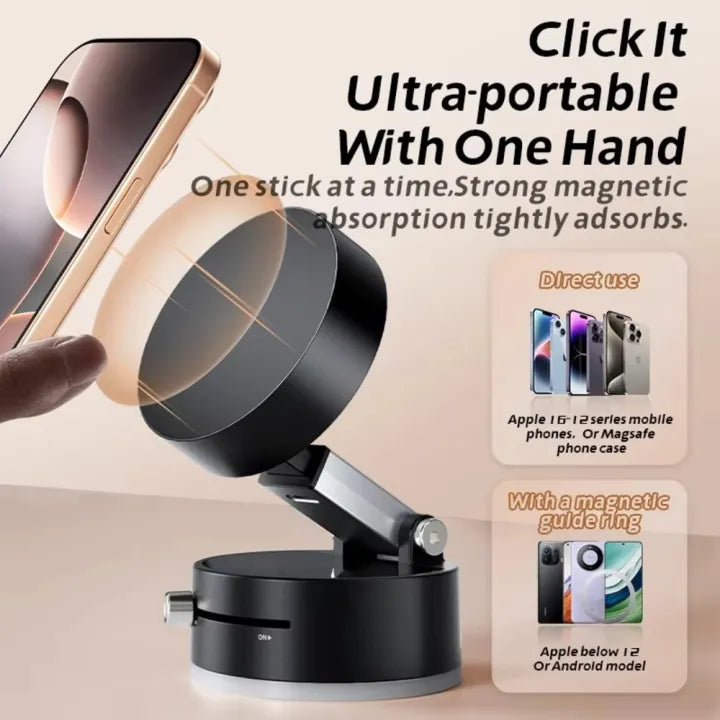 Magnetic Suction Cup Phone Holder – 360° Adjustable Dashboard & Desk Mount