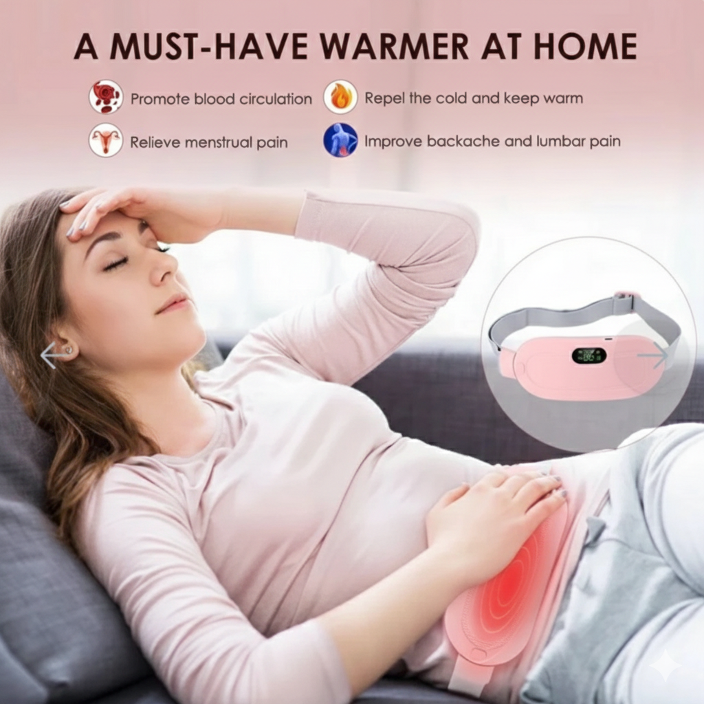 Rechargeable Heated Massage Belt For Girls – Portable Heat & Vibration Waist Belt